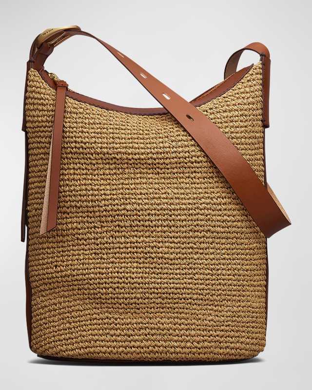 Belize Straw & Leather Bucket Bag